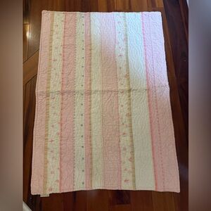 Pottery Barn Kids Pink and Cream Floral Quilt for Crib